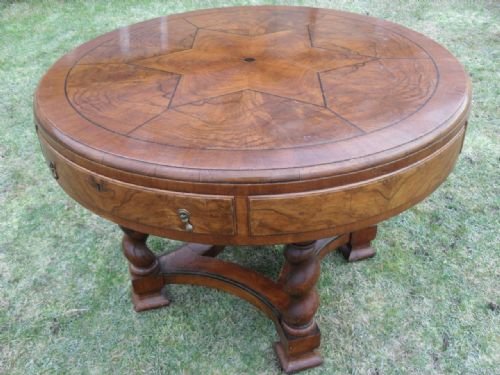 Art Deco Burr Walnut and Ebony Strung Circular Occasional Table