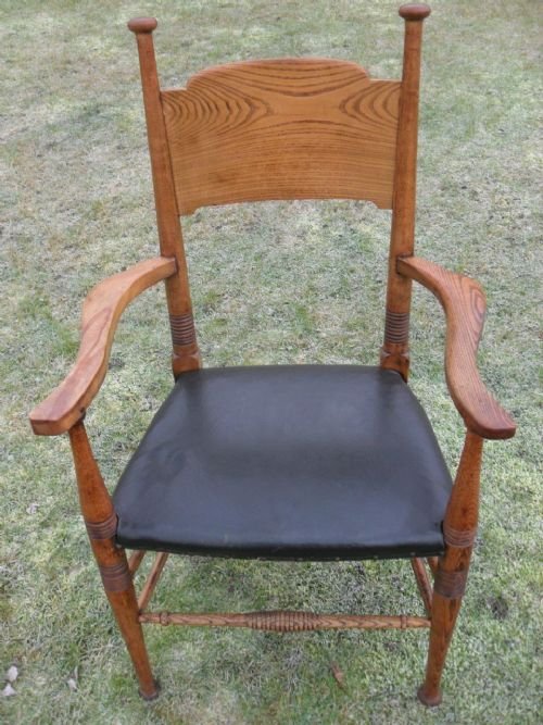 Oak Arts and Crafts Grecian Style (William Birch of High Wycombe) High Back Open Armchair