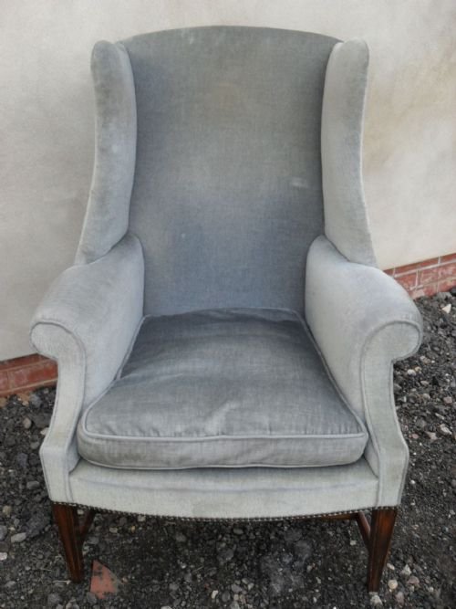 Georgian Mahogany Framed Upholstered Wing Armchair