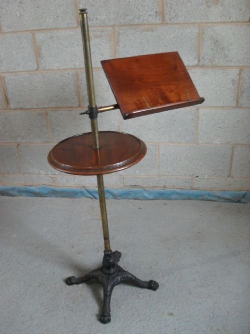 Victorian Brass and Mahogany Adjustable Music Reading Stand
