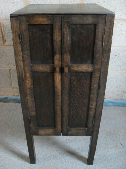Ebonised Oak 2 Door Music Cabinet with 7 Shelf Interior