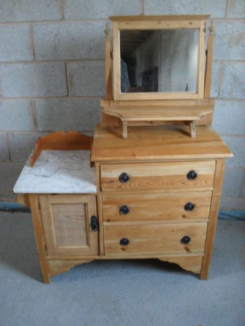 Victorian Pine Bedroom Dressing Table/chest with Mirror