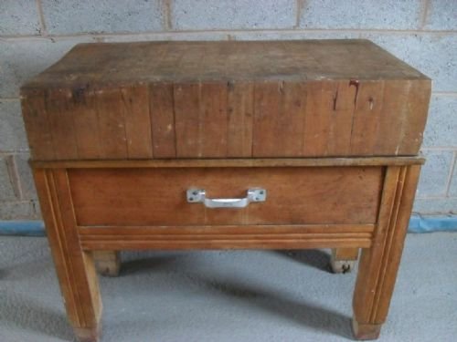 Old Butcher's Chopping Block and Stand with Deep Drawer