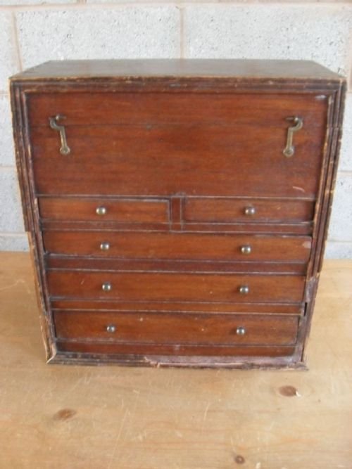 19th Century Mahogany Miniature Chest of Drawers Trinket Cabinet