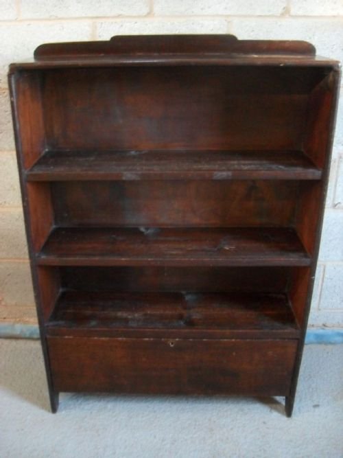 Edwardian Oak 3 Tier Open Bookcase with Bottom Cupboard