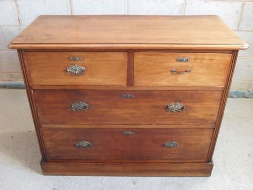 Victorian Mahogany Chest of 2 Over 2 Deep Drawers on Plinth Base