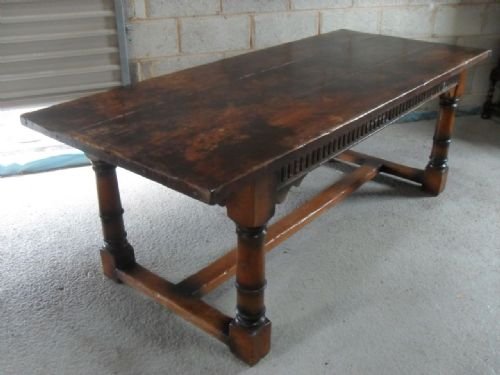 Solid Oak Plank Top Refectory Dining Table