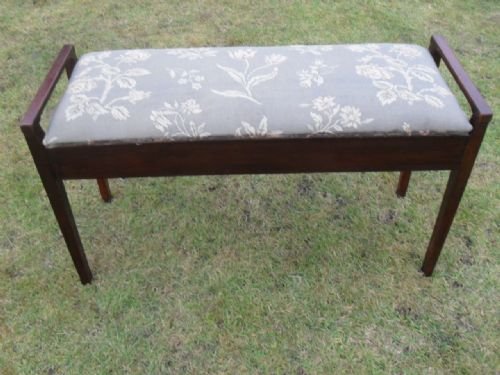 Edwardian Mahogany and Upholstered Music Duet Stool