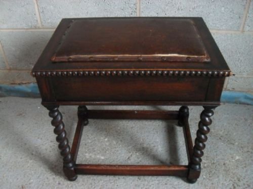 Victorian Oak Barley Twist Legged Piano Stool