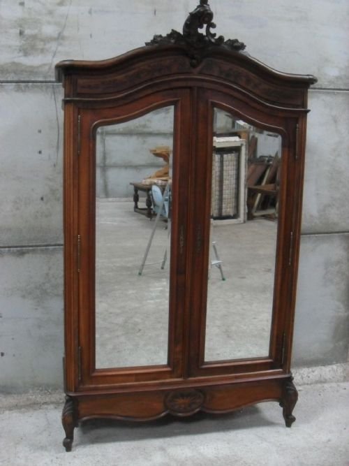 Lovely French Mahogany Louis Style 2 Mirror Wardrobe/armoire
