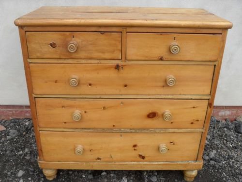 Victorian Pine Chest of 2 Over 3 Drawers