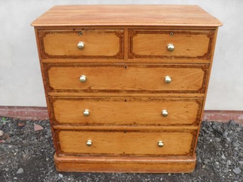 LOVELY VICTORIAN PINE CHEST OF 2 OVER 3 PAINTED DRAWERS