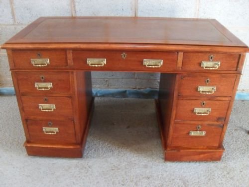Edwardian Mahogany 3 Part Pedestal Desk