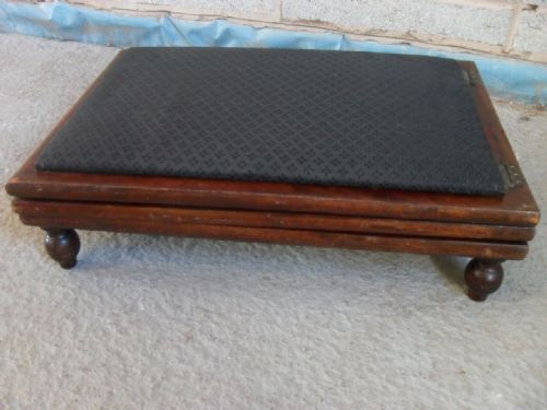 Victorian Mahogany and Upholstered Adjustable Foot Stool