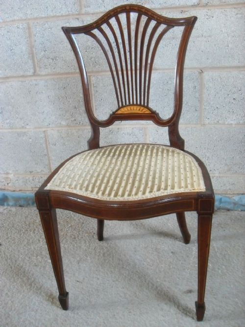 Pretty Edwardian Inlaid Mahogany Shaped Splat and Arch Back Lady's Chair