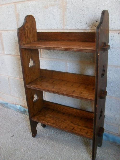 Sturdy Pegged Oak and Pierced Sided Open Bookcase