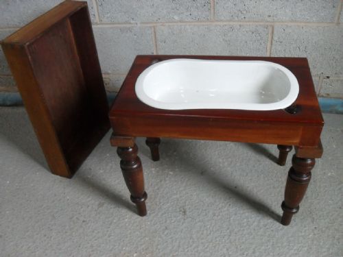 Victorian Mahogany and Ceramic Bidget Stool/baby Bath