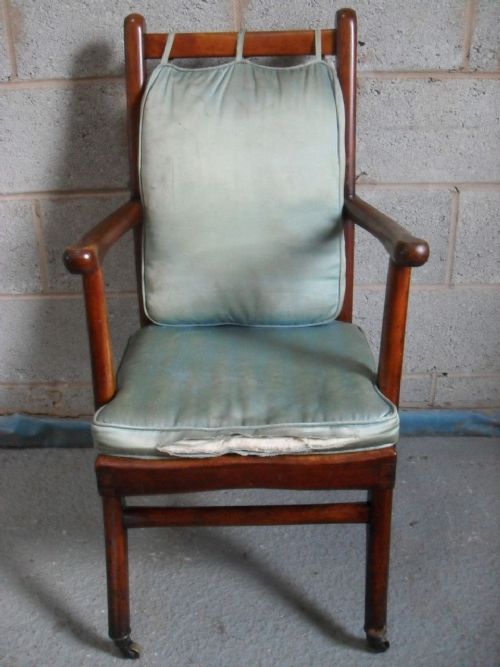 Victorian Walnut Easy Reading Ladder Back Armchair