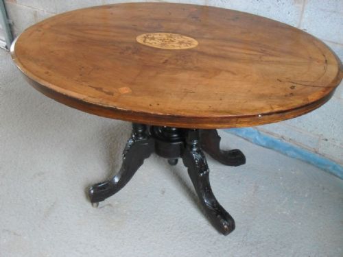 Victorian Inlaid Walnut Tilt Top Loo Breakfast Table