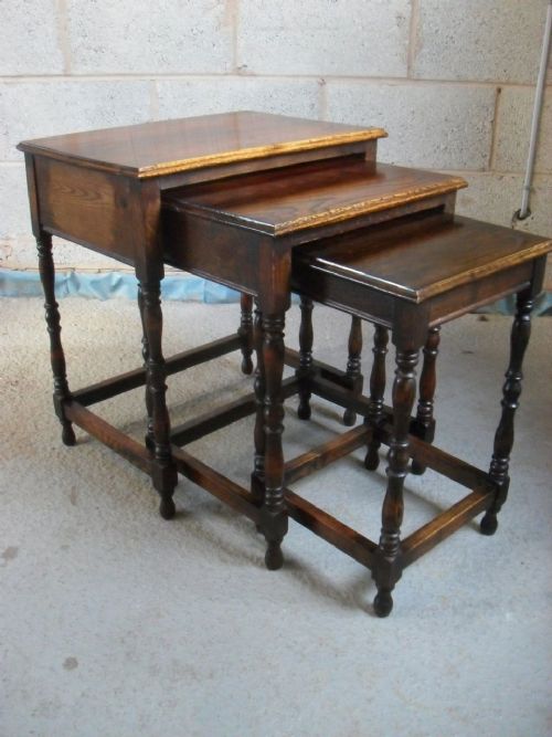 Rectangular Oak Nest of 3 Tables