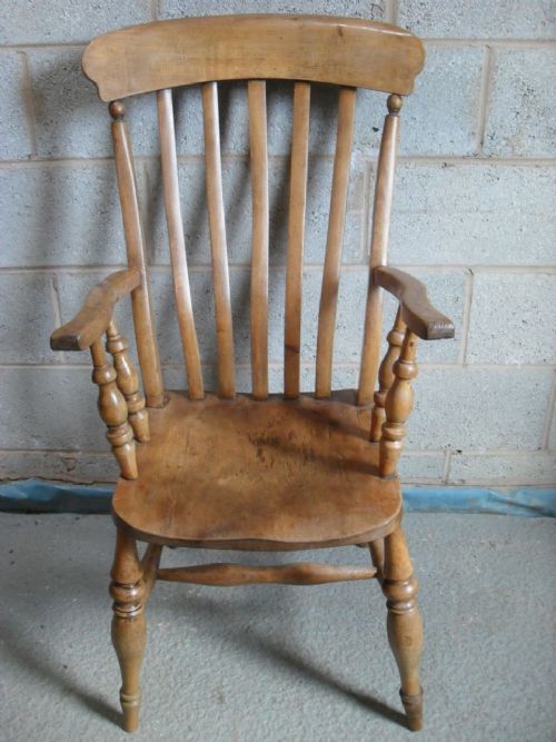 19th Century Light Elm Windsor Open Armchair