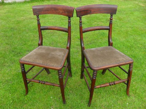 Pair of Victorian Rosewood Bar Back and Turned Dining/side Chairs
