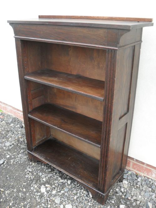 Edwardian Oak Adjustable Open Bookcase