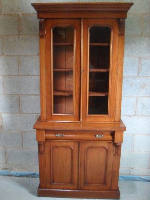 Superb Slim Victorian Light Mahogany Glazed Top Bookcase Cabinet