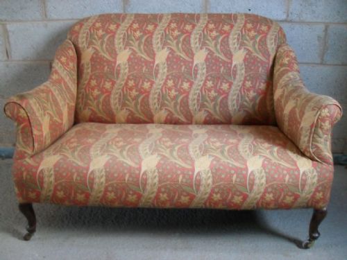 Victorian Upholstered 2 Seater Scroll Arm Sofa
