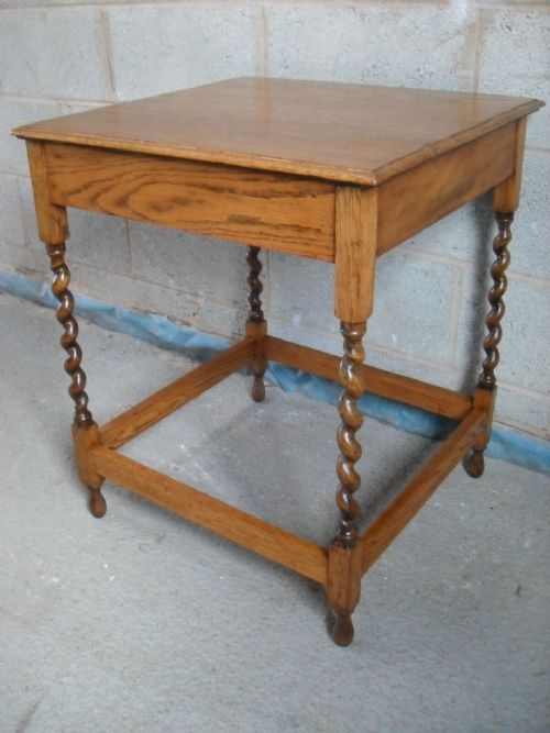 Edwardian Light Oak Square Lamp Occasional Table