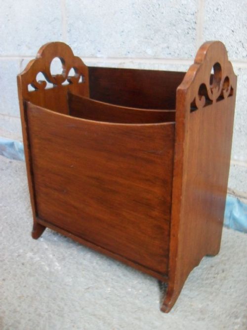 Mahogany Magazine Rack with Pierced Carved Sides and Carved Splayed Feet