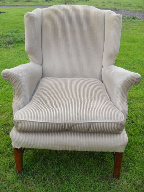 19th Century Mahogany Framed Wing Armchair