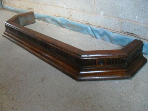 Victorian Solid Carved Oak Fireside Fender with Brass Backed Inside