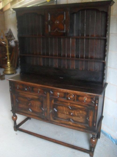 Oak Jacobean Style 2 Part Dresser