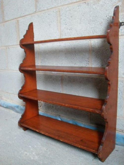 19th Century Pine 4 Tier Wavey Waterfall Hanging Book Shelves