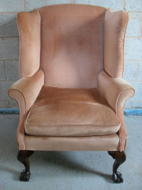 Georgian Style Mahogany Framed Deep Wing Armchair