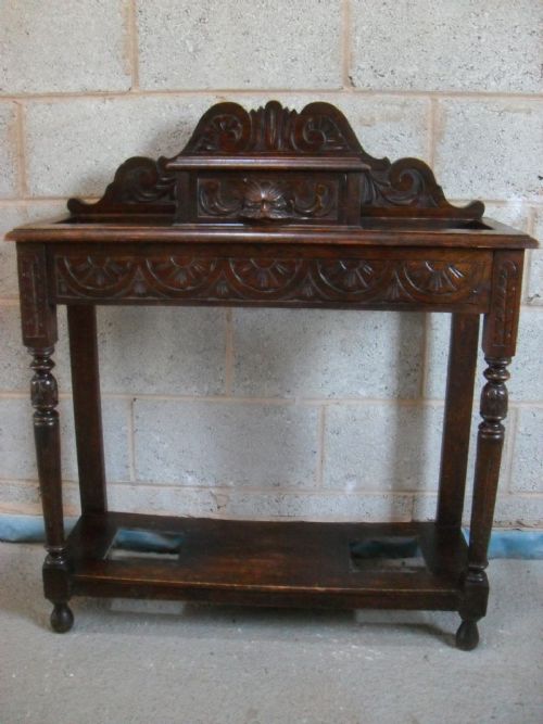 Victorian Carved Oak Hall Stick/umbrella Stand