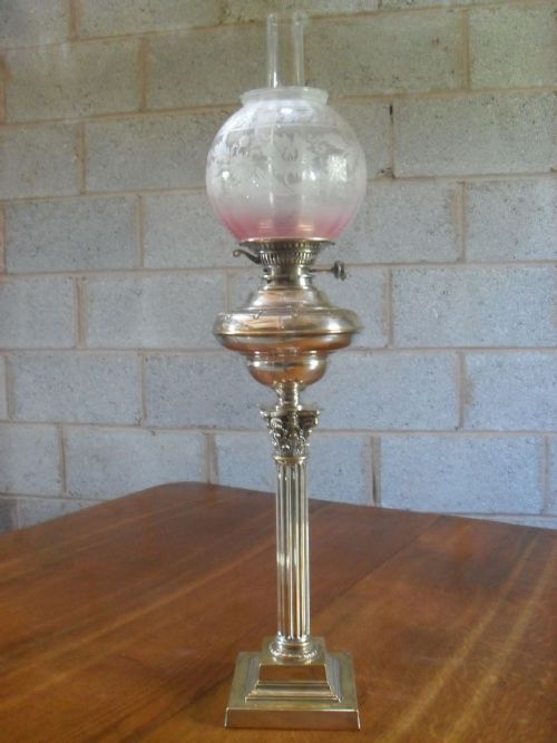 Victorian Silver Plated Corinthian Oil Lamp by Palmer & Co.