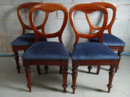 Set of Four Victorian Mahogany Balloon Back Dining Chairs