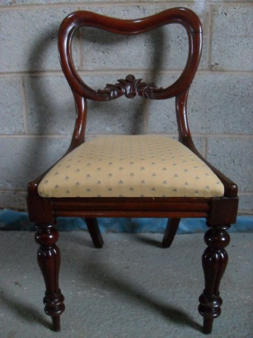 Victorian Mahogany Carved Balloon Back Chair with Drop in Seat