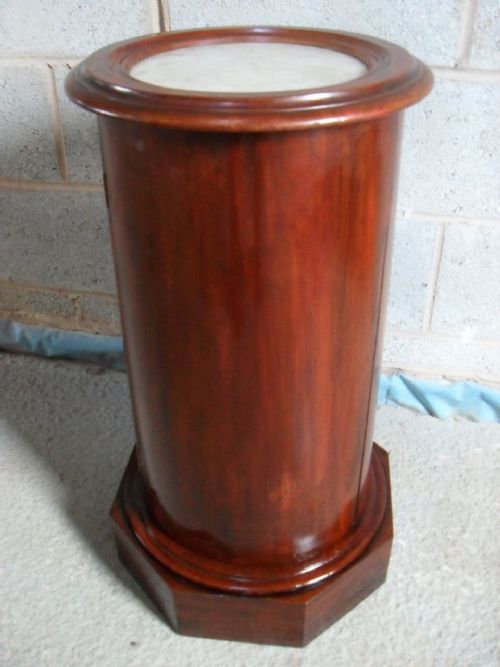 Victorian Mahogany Cylindrical Marble Top Bedside Pot Cupboard