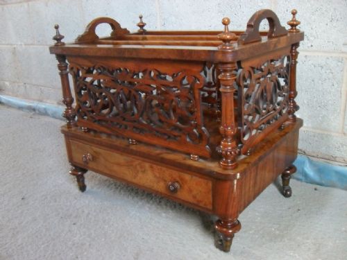 Superb Victorian Burr Walnut Fret-worked Canterbury