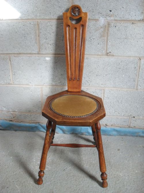 Victorian Beech-wood Spinning Type Chair with Padded Seat