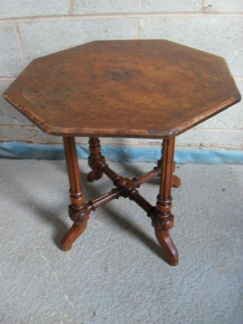 Victorian Inlaid Burr Walnut Octagonal Occasional Table