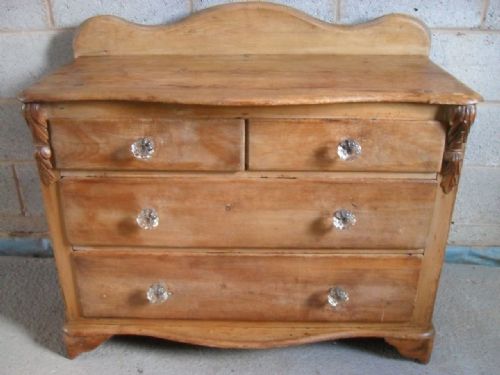 Victorian Pine Chest of 2 Over 2 Drawers with Wavey Gallery Back