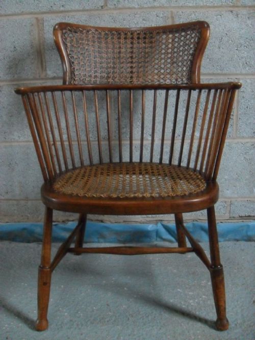 Bergere and Beechwood Stick Back Tub Open Armchair