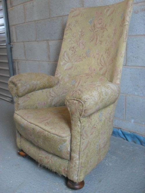Unusual Victorian Upholstered Spring Loaded Easy Armchair