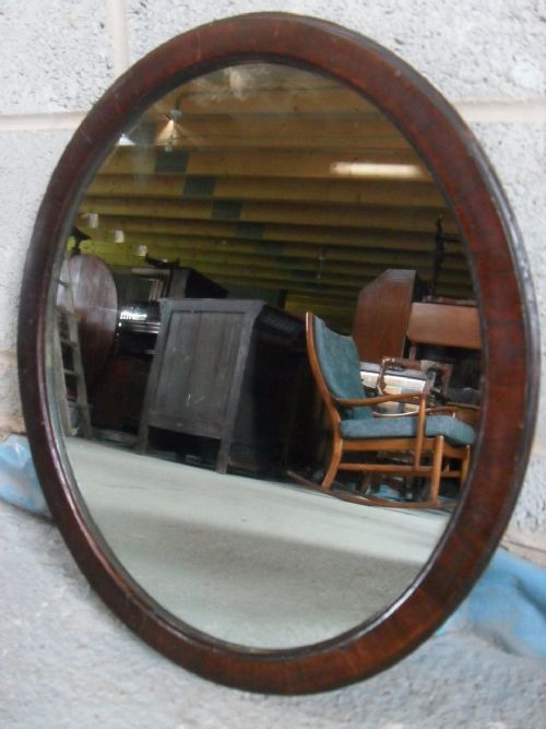 Victorian Mahogany Framed Oval Wall Hanging Mirror