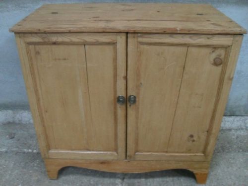 Georgian Pine 2 Panelled Door Side Cupboard with Fold Top