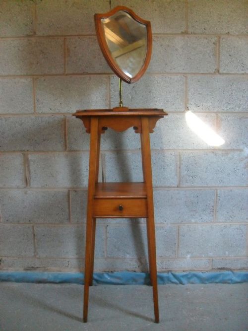 Victorian/edwardian Satin Wood Adjustable Bevel Gentleman's Shaving Stand